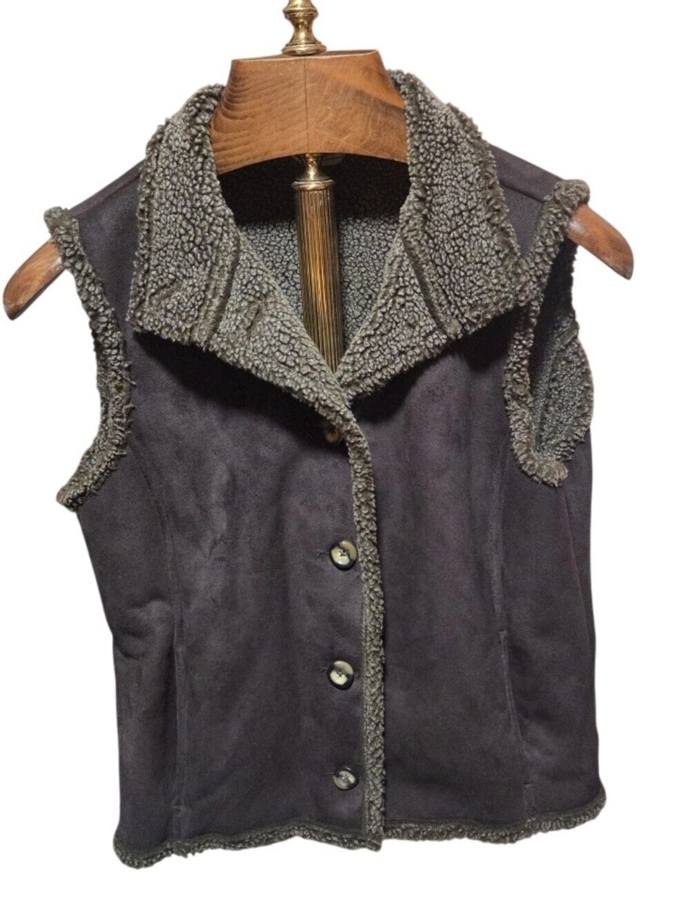 Vintage Y2K LL Bean Womens Sherpa Lined Brown Vest Size Medium